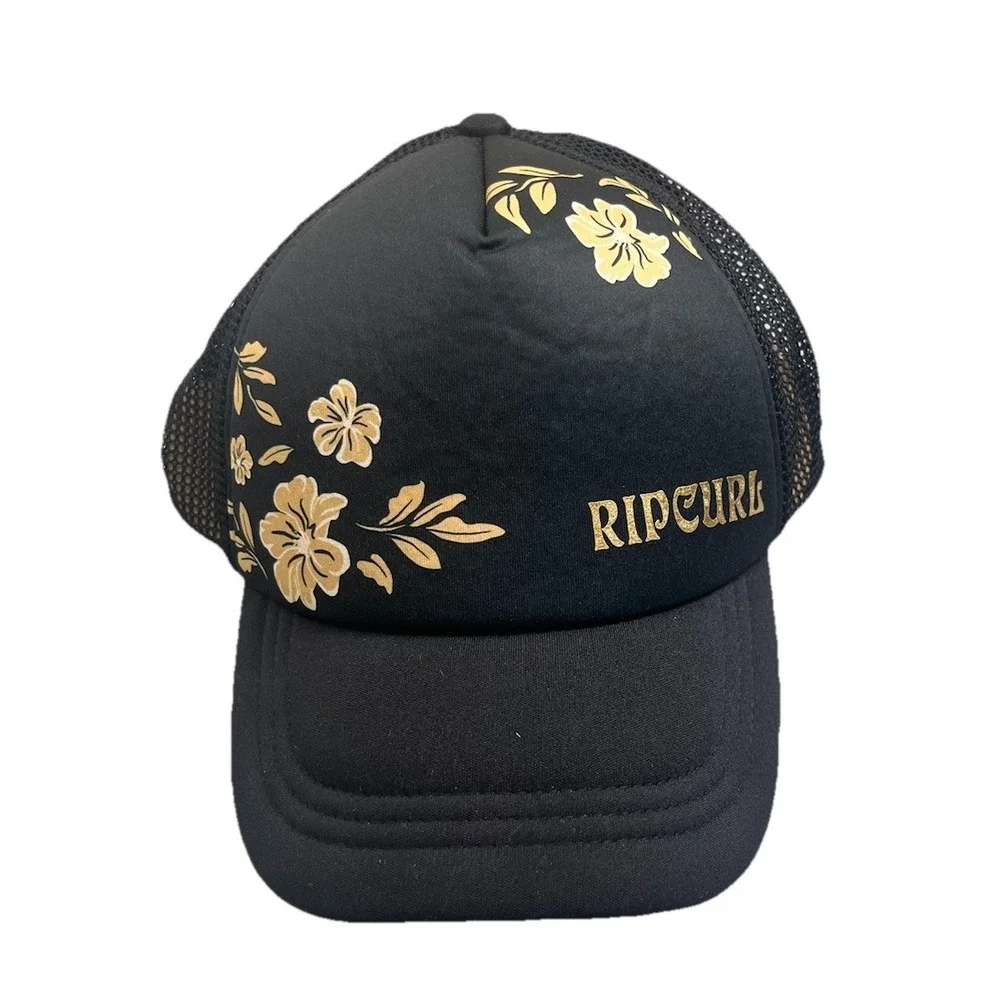Rip‎ Curl Women's Fashion Trucker Hat Black Tan Gold Snap Back
